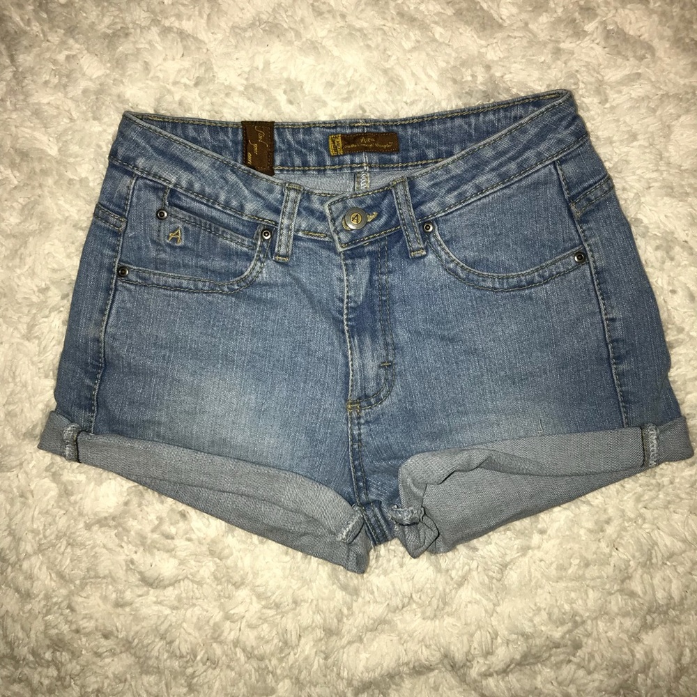 High Waisted Light Wash Denim Shorts